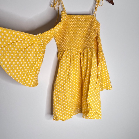 NWT Tularosa The Social Yellow Polka Dot Bell Sleeve Mini Dress M - Picture 6 of 7